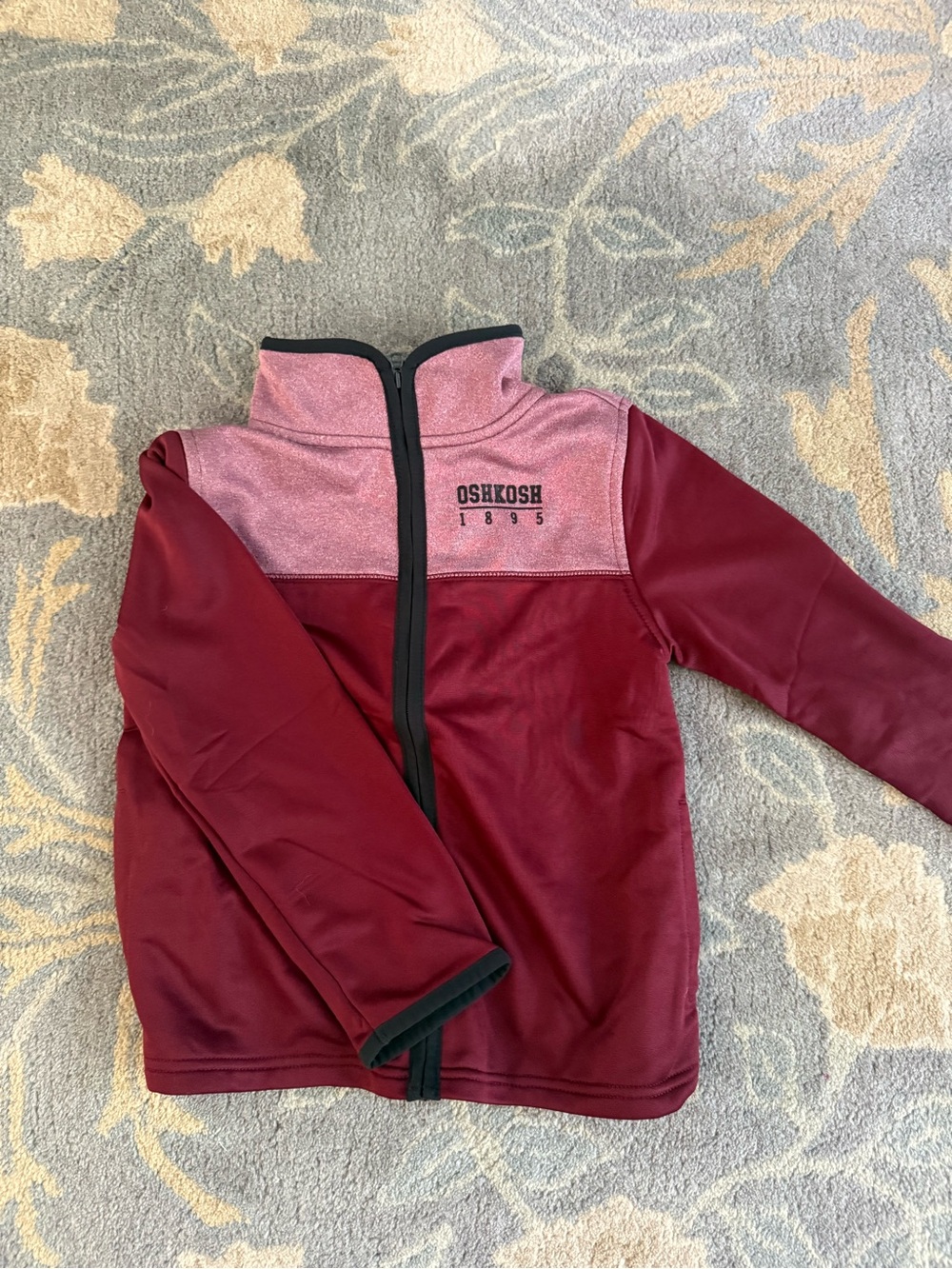 OshKosh Maroon and Black Kids' Quarter-Zip Top